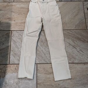 Cream Straight-Leg Jeans